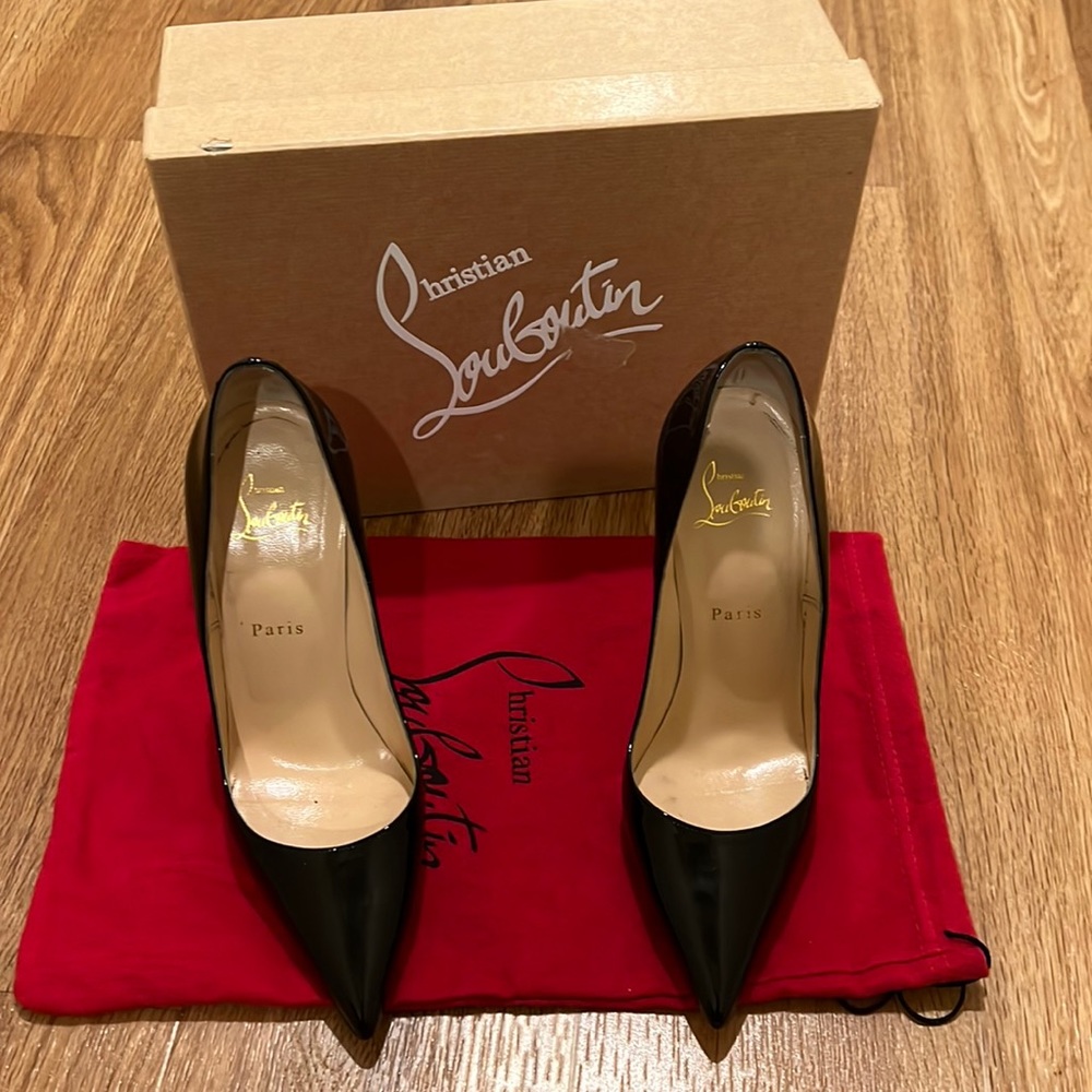 CHRISTIAN Louboutin Kate 120mm. Cherry Red Spikes. EU39 Glossy patent black